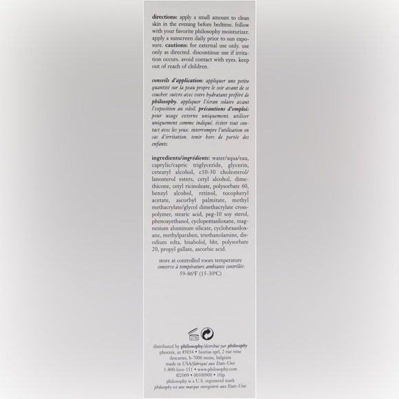 PHILOSOPHY HELP ME RETINOL NIGHT TREATMENT Full Size 1.05 Oz. NEW IN BOX!! - Picture 3 of 9